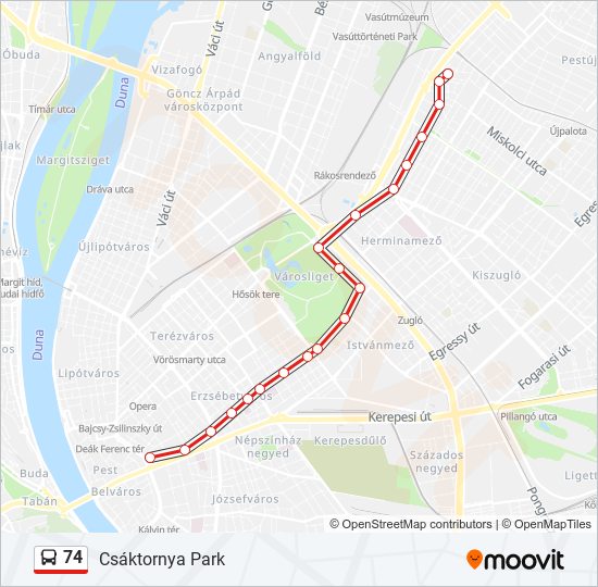 74 Route: Schedules, Stops & Maps - Csáktornya Park (Updated)