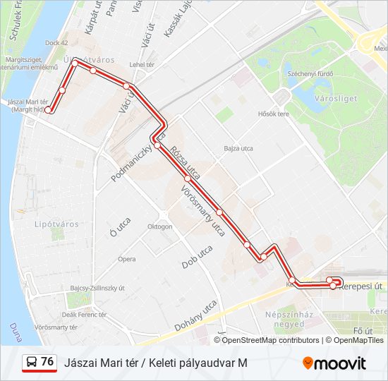 76 autóbusz Vonal Térkép