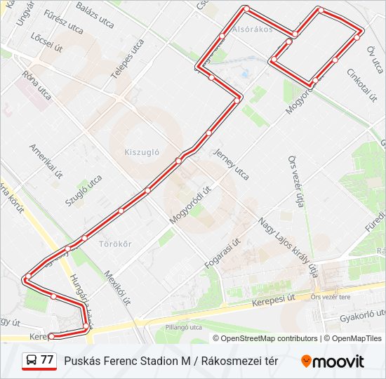 77 autóbusz Vonal Térkép