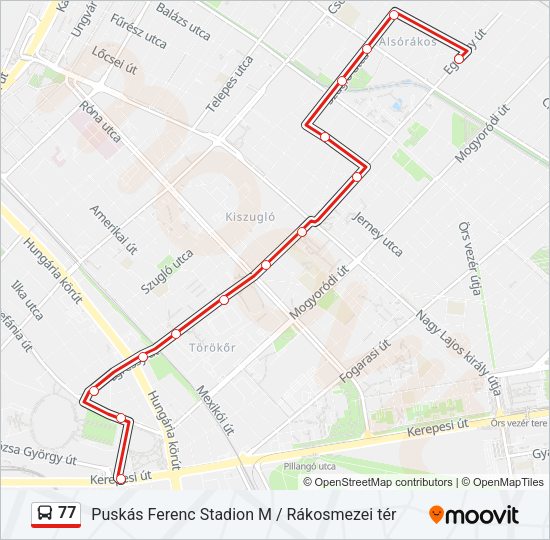 77 autóbusz Vonal Térkép