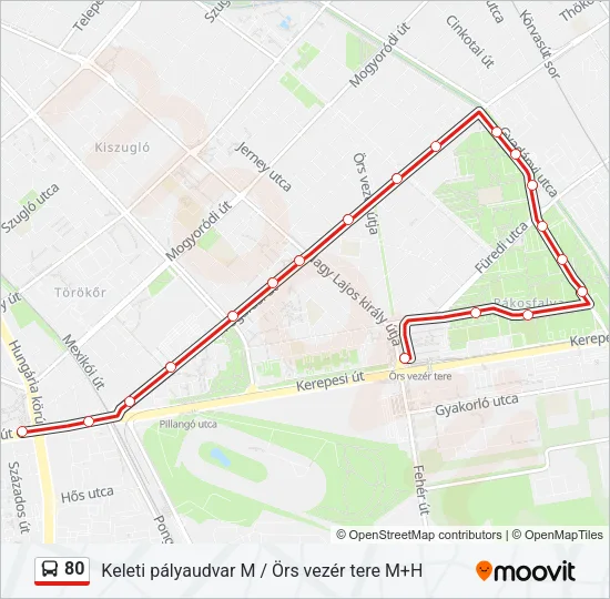 80 Bus Line Map