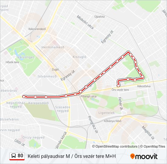 80 autóbusz Vonal Térkép