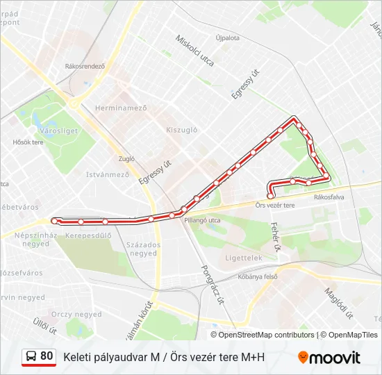 80 Bus Line Map