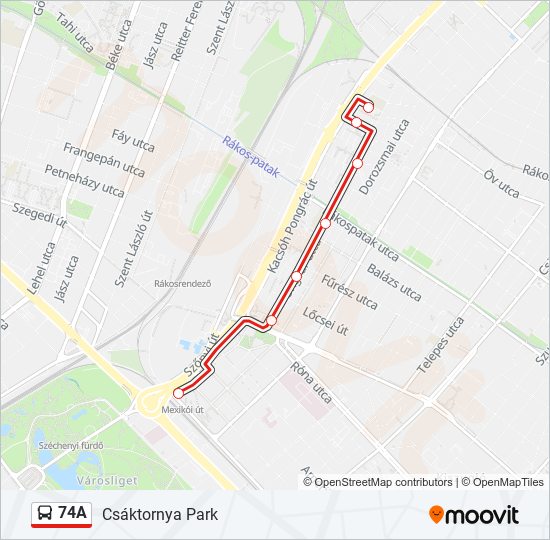 74A autóbusz Vonal Térkép