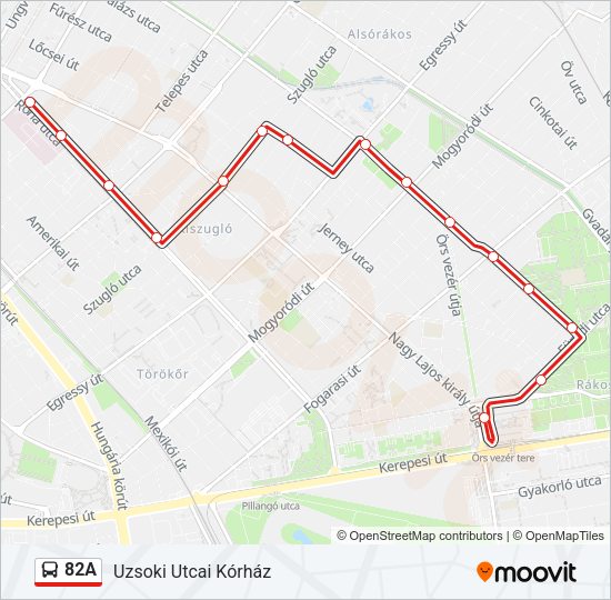 82A autóbusz Vonal Térkép