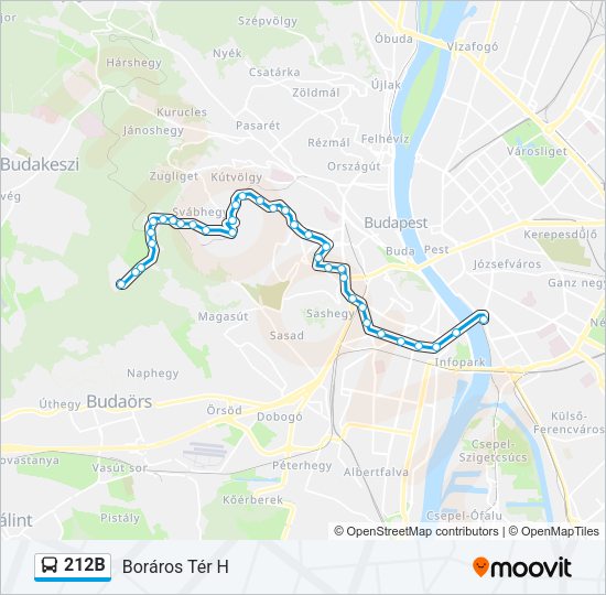 212B autóbusz Vonal Térkép