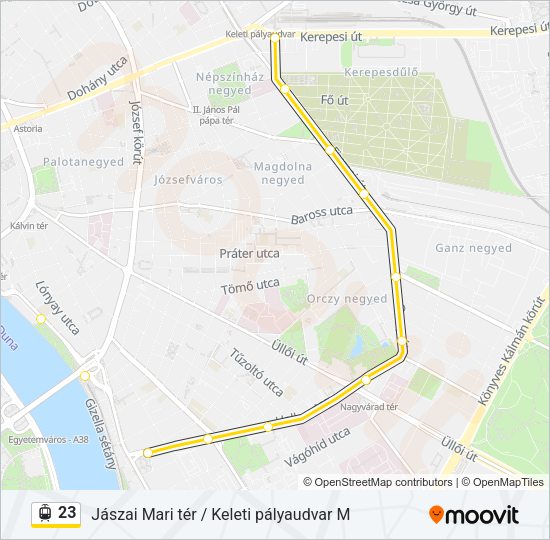 23 villamos Vonal Térkép