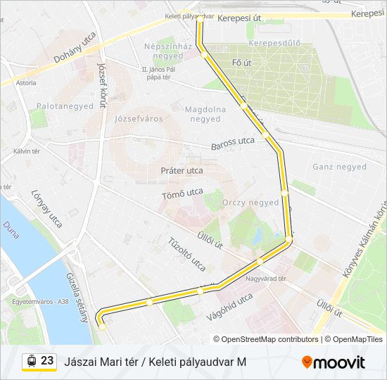 23 villamos Vonal Térkép