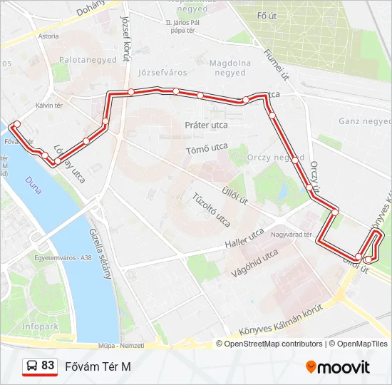83 Bus Line Map