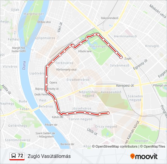 72 autóbusz Vonal Térkép