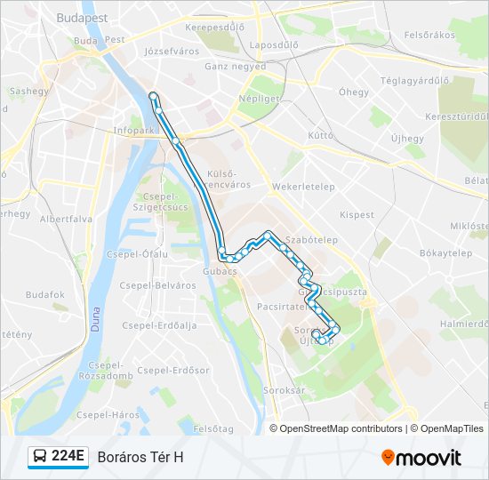 224E autóbusz Vonal Térkép