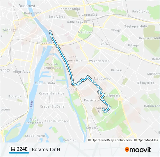 224E Bus Line Map