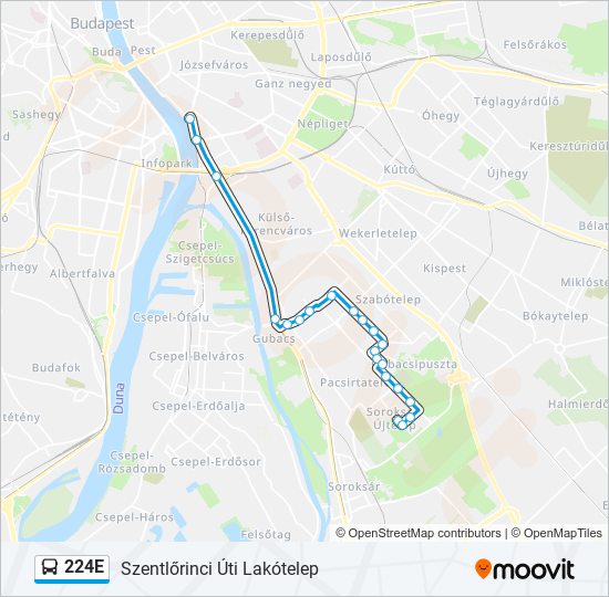 224E bus Line Map