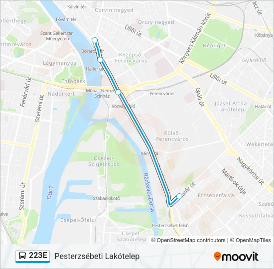 223E Bus Line Map