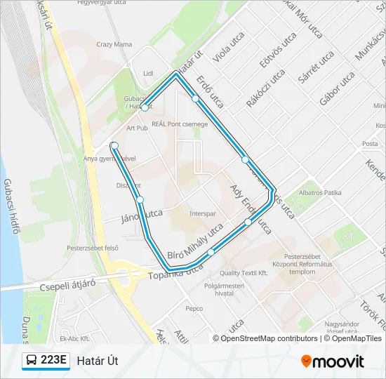 223E Bus Line Map