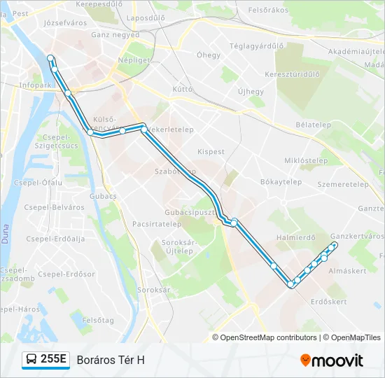 255E Bus Line Map