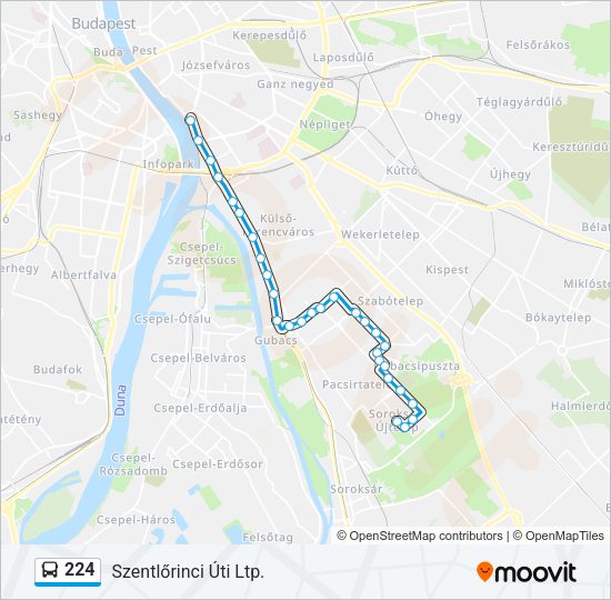 224 autóbusz Vonal Térkép