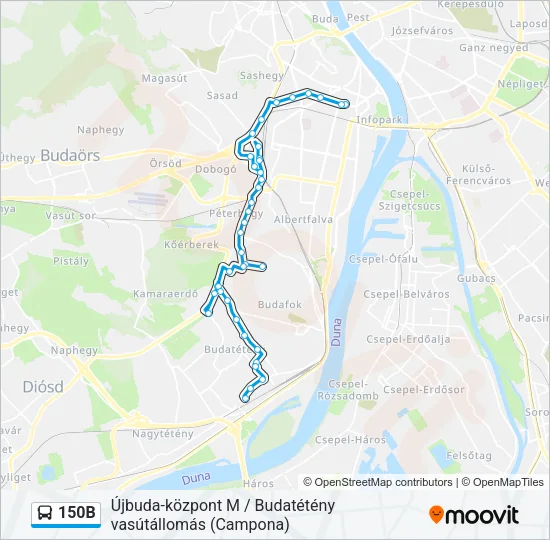 150B Bus Line Map