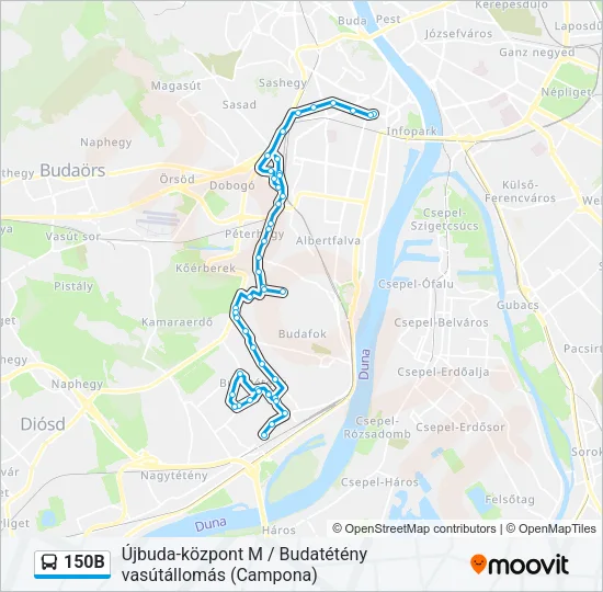 150B Bus Line Map