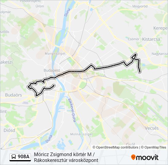 908A autóbusz Vonal Térkép