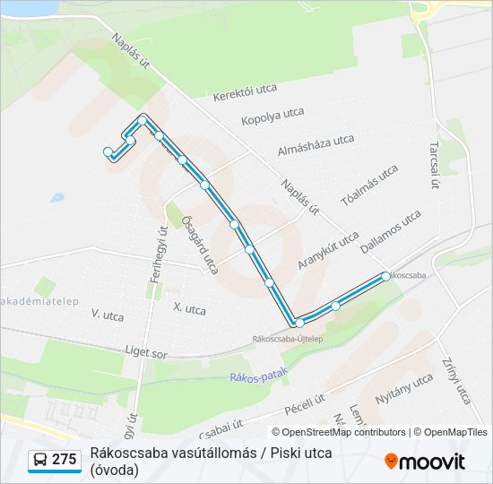 275 autóbusz Vonal Térkép