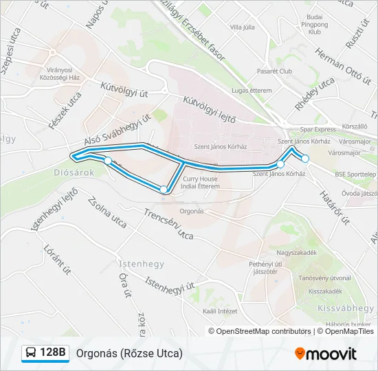 128B Bus Line Map