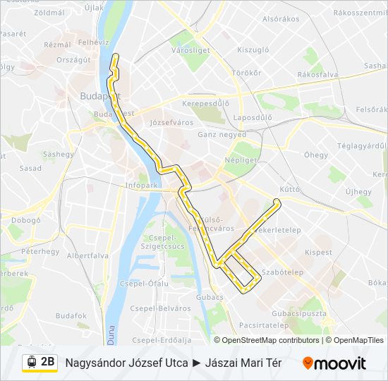 2B villamos Vonal Térkép