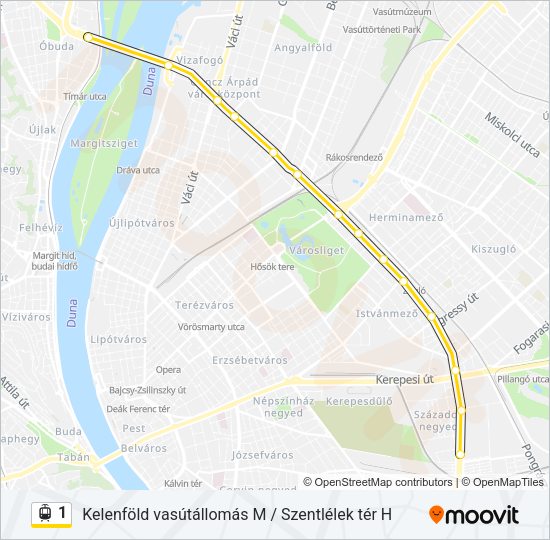 1 villamos Vonal Térkép
