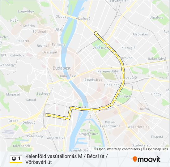 1 villamos Vonal Térkép