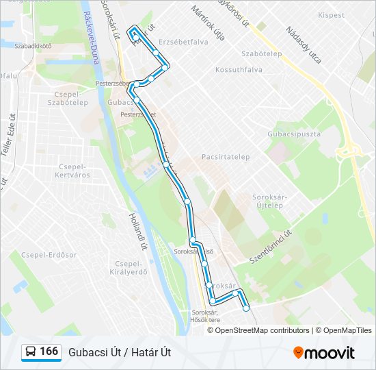 166 bus Line Map