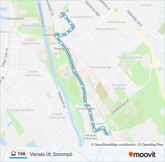 166 autóbusz Vonal Térkép