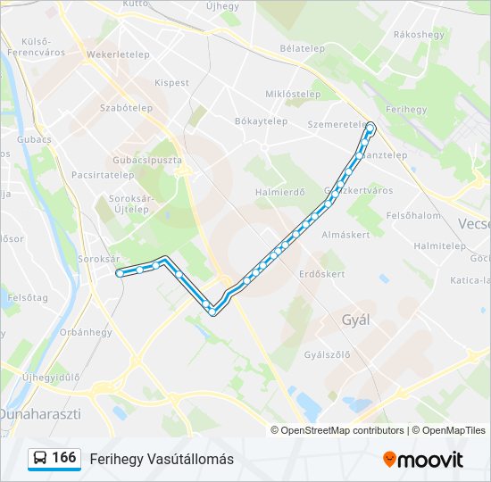 166 bus Line Map