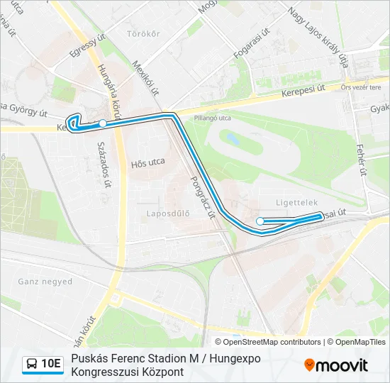 10E Bus Line Map