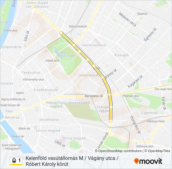 1 villamos Vonal Térkép
