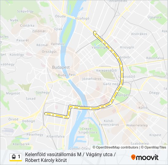 1 villamos Vonal Térkép