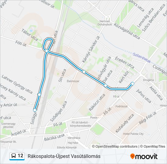 12 autóbusz Vonal Térkép