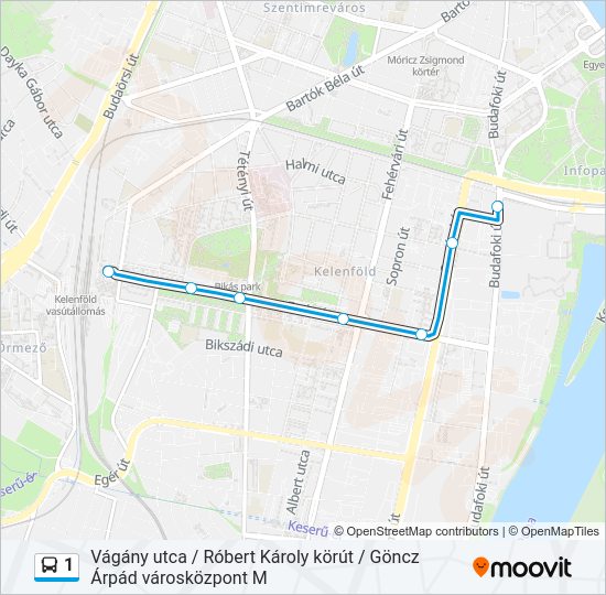 1 autóbusz Vonal Térkép