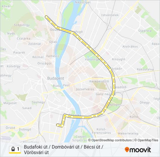 1 villamos Vonal Térkép
