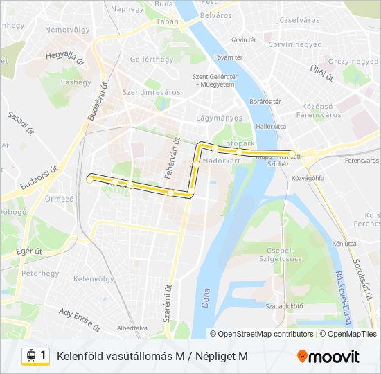 1 villamos Vonal Térkép