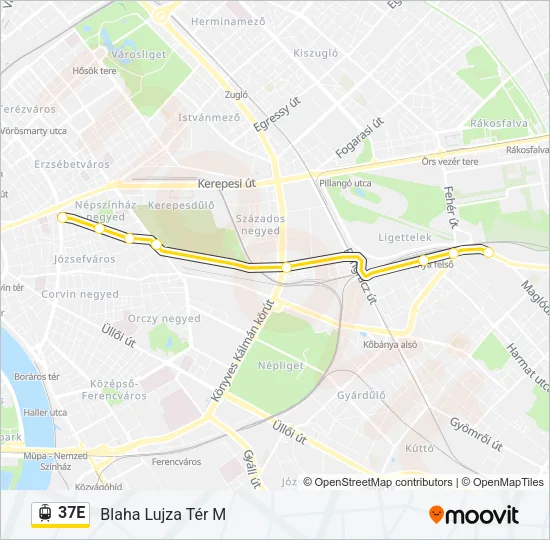 37E villamos Vonal Térkép