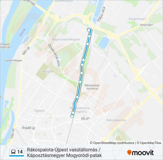 14 autóbusz Vonal Térkép