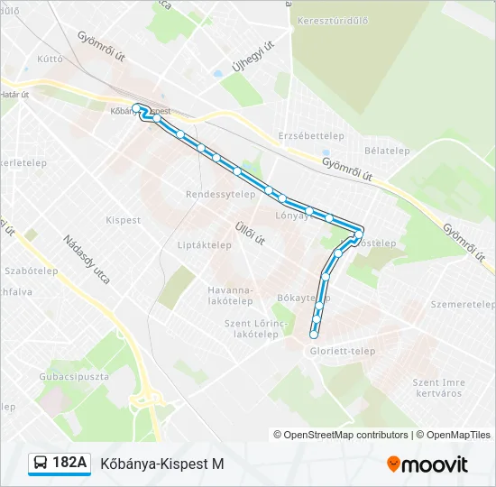 182A Bus Line Map