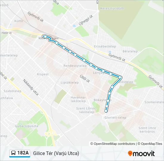 182A Bus Line Map