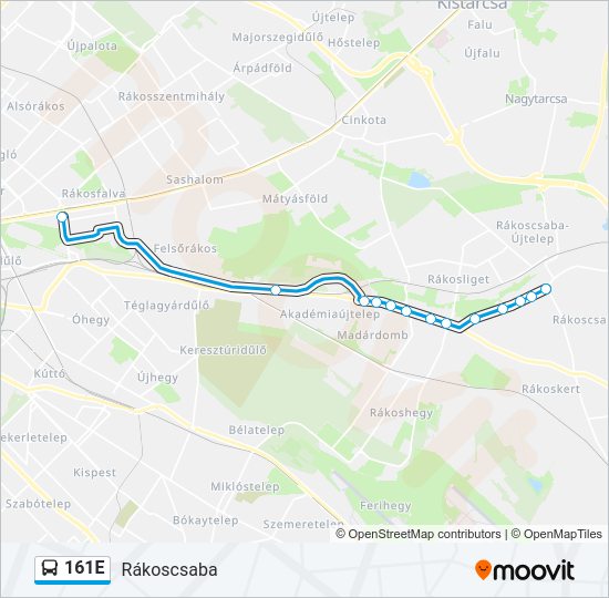 161E autóbusz Vonal Térkép