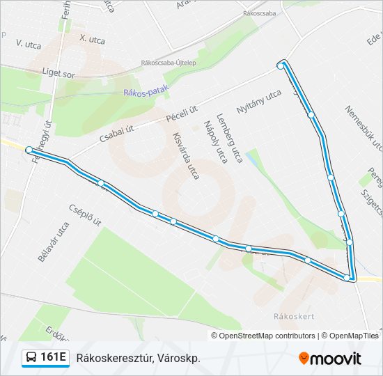 161E autóbusz Vonal Térkép