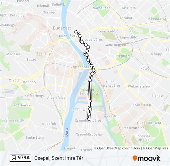 979A autóbusz Vonal Térkép