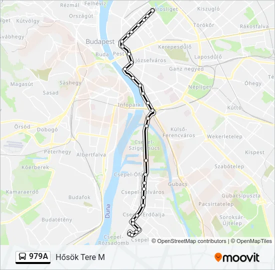 979A autóbusz Vonal Térkép
