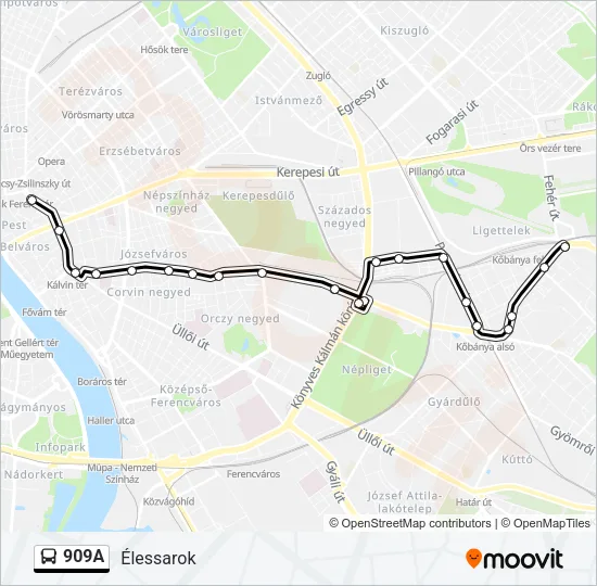 909A Bus Line Map