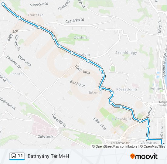11 autóbusz Vonal Térkép