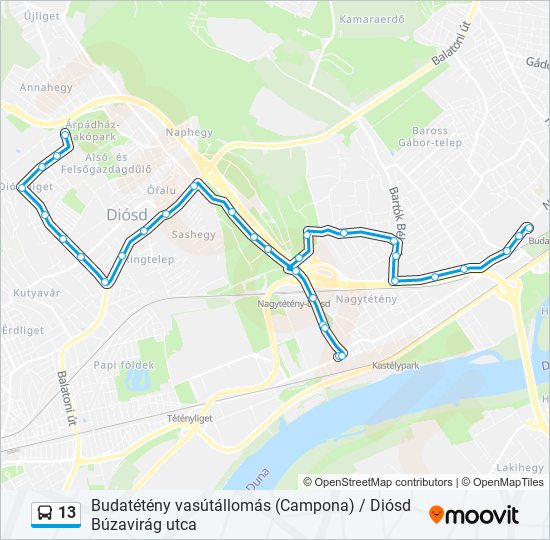 13 bus Line Map